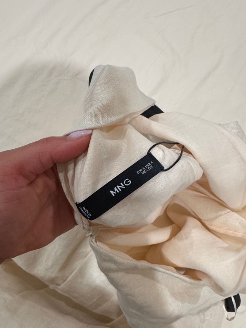 Mango Cream V‑Neck Belted Midi Dress - Picture 7 of 7